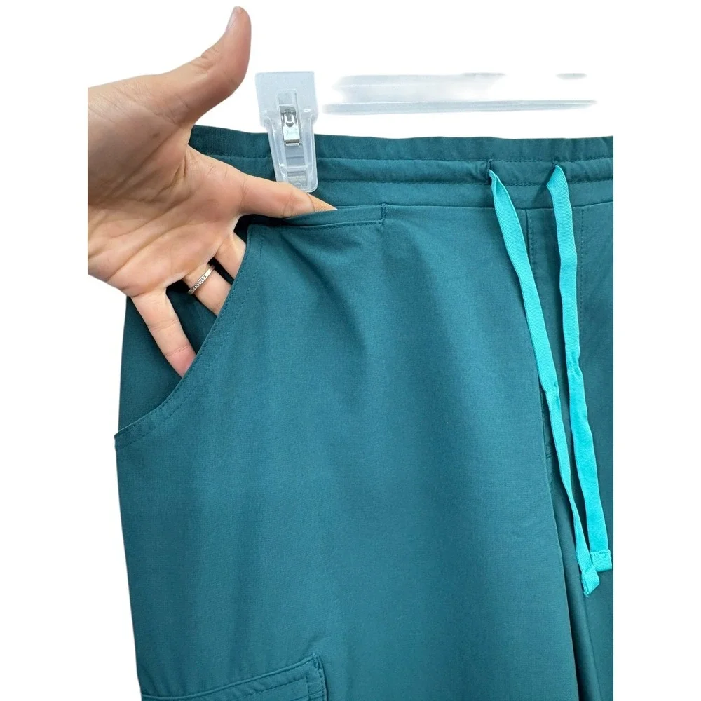 FIGS Technical Yola Teal Green Straight Leg Active Scrub Pants Workwear‎ Cargo M